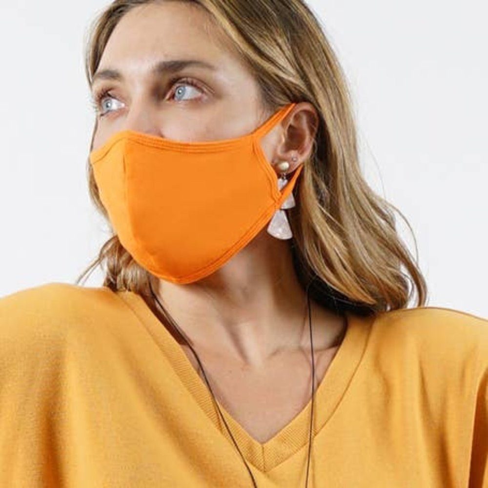 New 3-PLY Orange Contour Face Mask